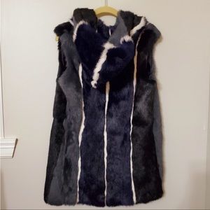 Jocelyn hooded rabbit fur vest